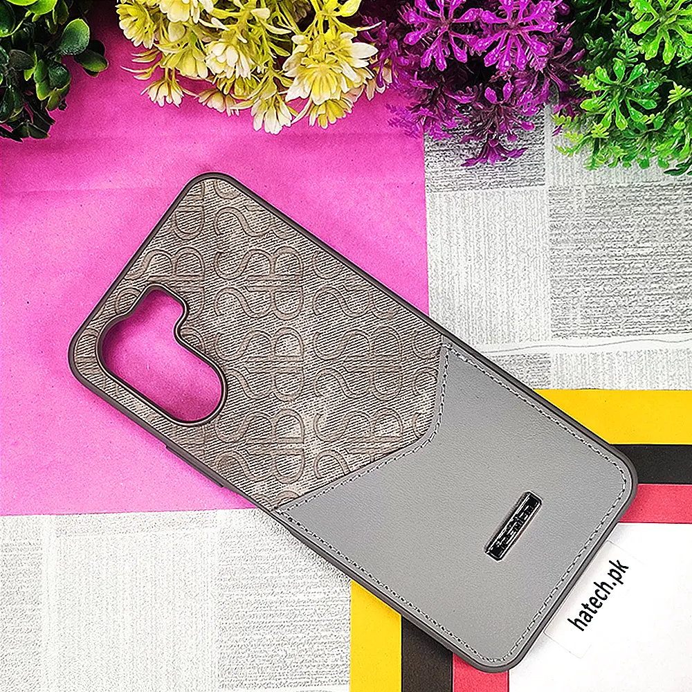 Vivo Y16 4G|Y56 5G|Y02s 4G|T2X Logo Leather Pocket|Card Holder Back Case (Natural Titanium)