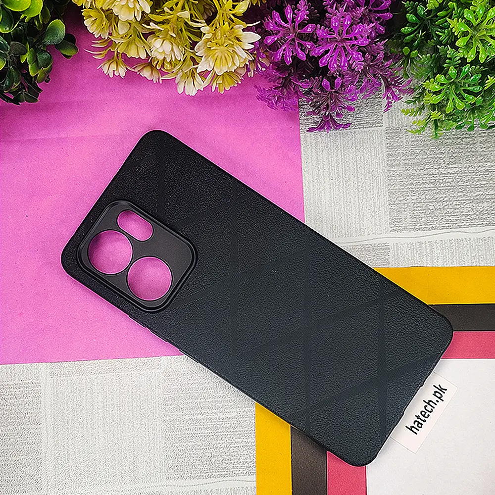 Oppo Reno 13F PU Leather Texture Skin Surfer Soft Silicone Back Case (Black)