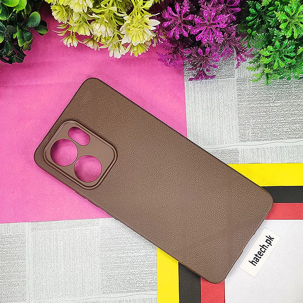 Oppo Reno 13F PU Leather Texture Skin Surfer Soft Silicone Back Case (Brown)