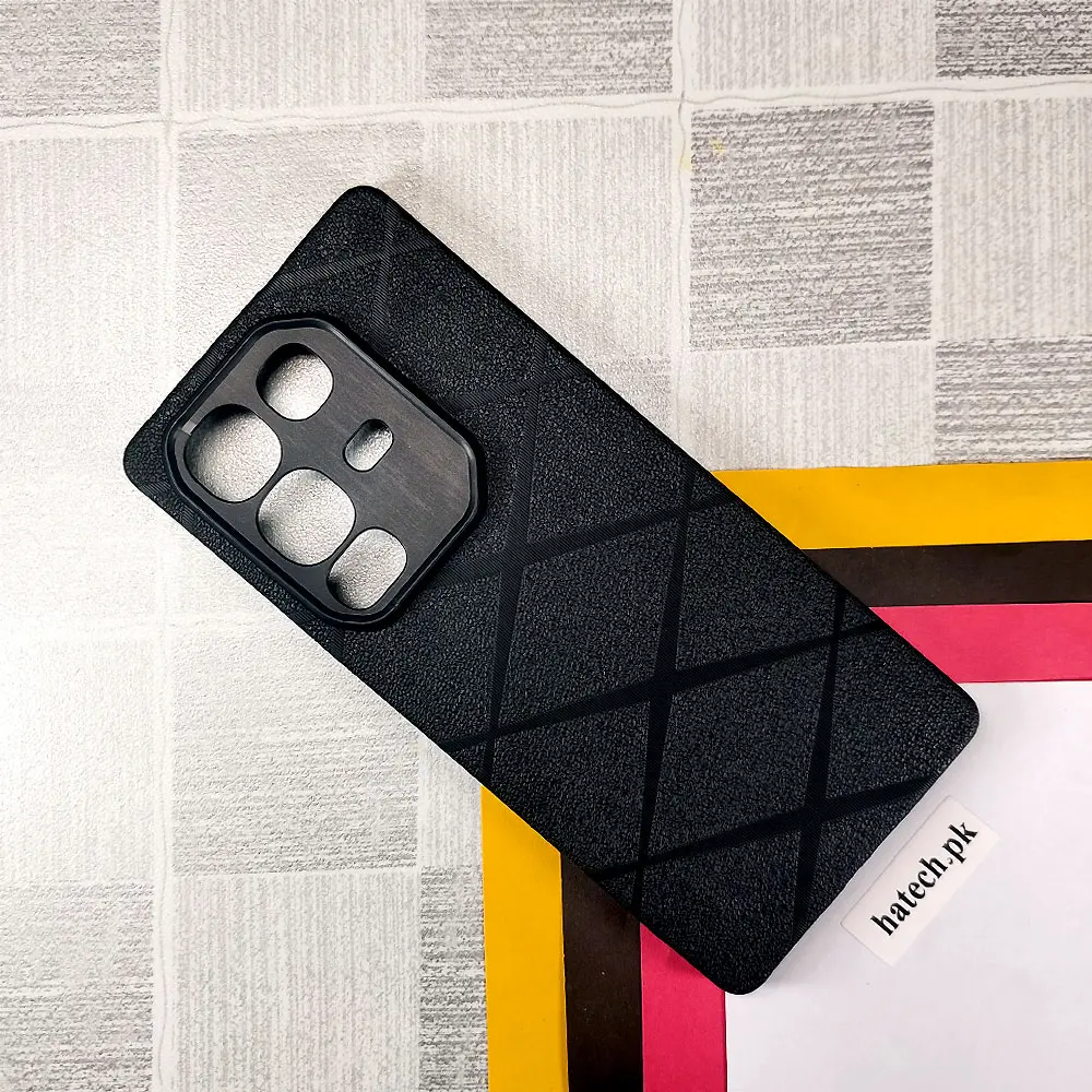 Infinix Note 50 4G PU Leather Texture Skin Surfer Soft Silicone Back Case (Black)