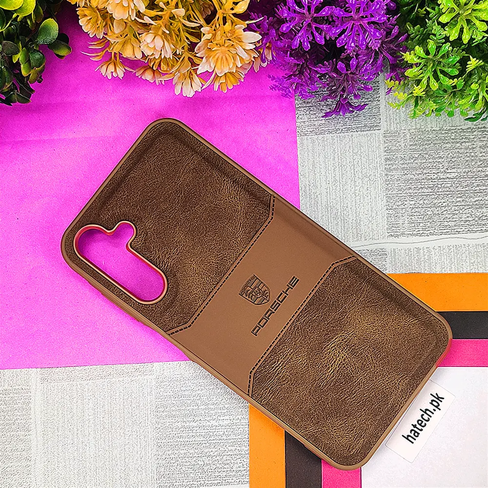 Samsung Galaxy A15 4G|5G Porsche Luxuary Leather Back Case (Brown)