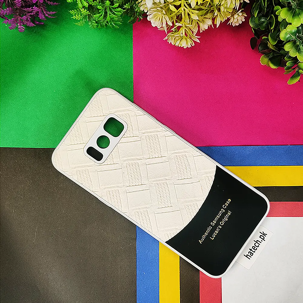 Samsung S8 Plus Authentic Lucane Leather Texture Back Case (Off White)