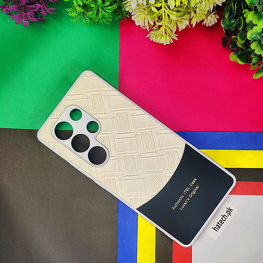iTel S25 Ultra Authentic Lucane Leather Texture Back Case (Off White)