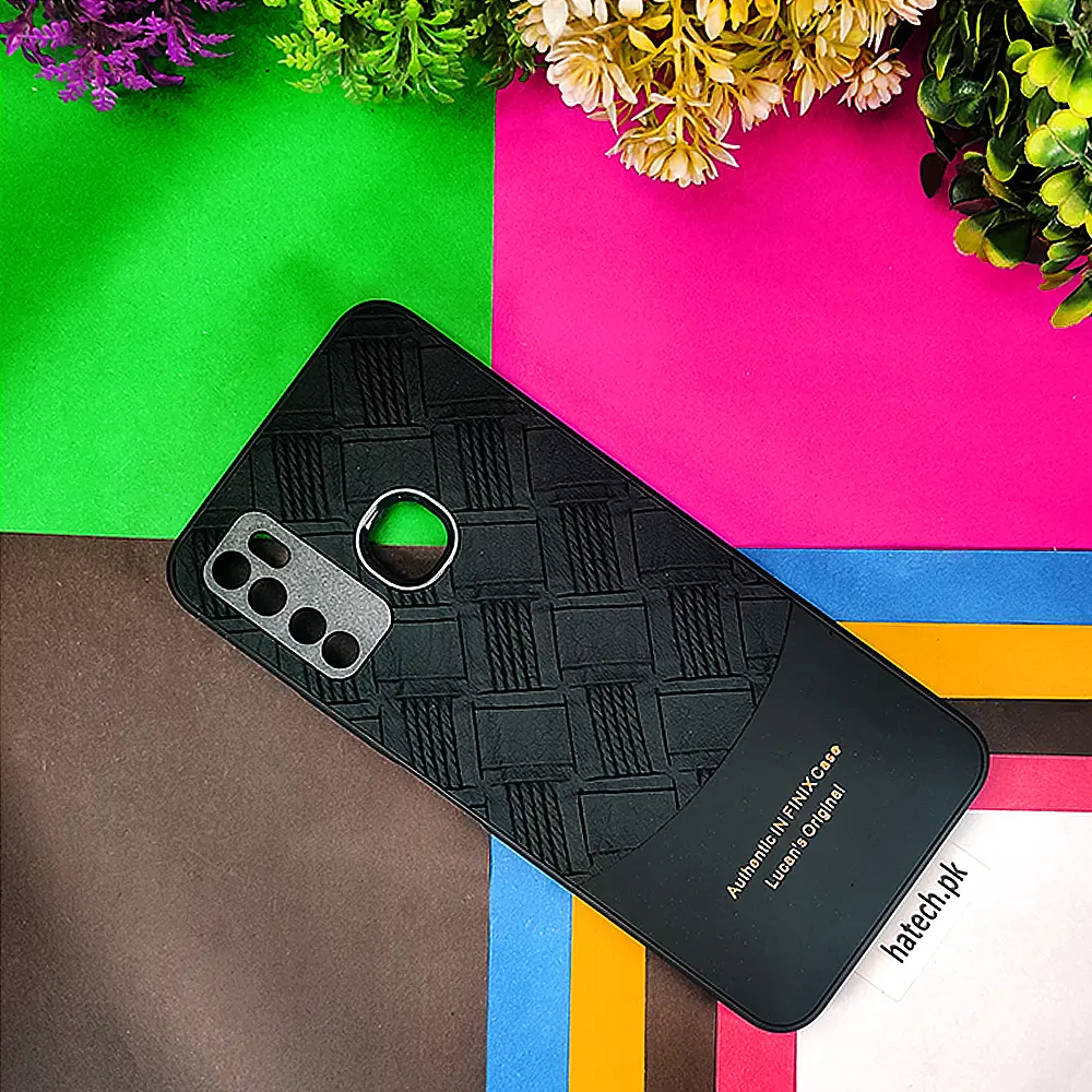 [PO42BIHOT9-8-2] Infinix Hot 9|Hot 9 Pro|Camon 15|Spark 5 Pro|Spark 5|Note 7 Lite  Authentic Lucane Leather Texture Back Case (Black)