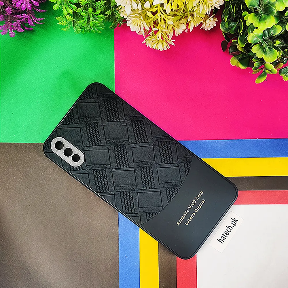 [PO42BVIY91C-8-2] Vivo Y90/Y91C/Y91D Authentic Lucane Leather Texture Back Case (Black)