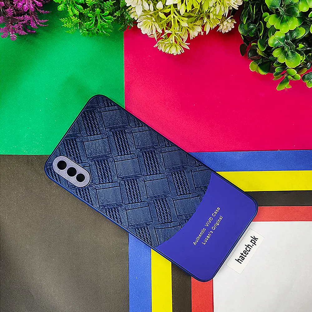 Vivo Y90/Y91C/Y91D Authentic Lucane Leather Texture Back Case (Navy Blue)