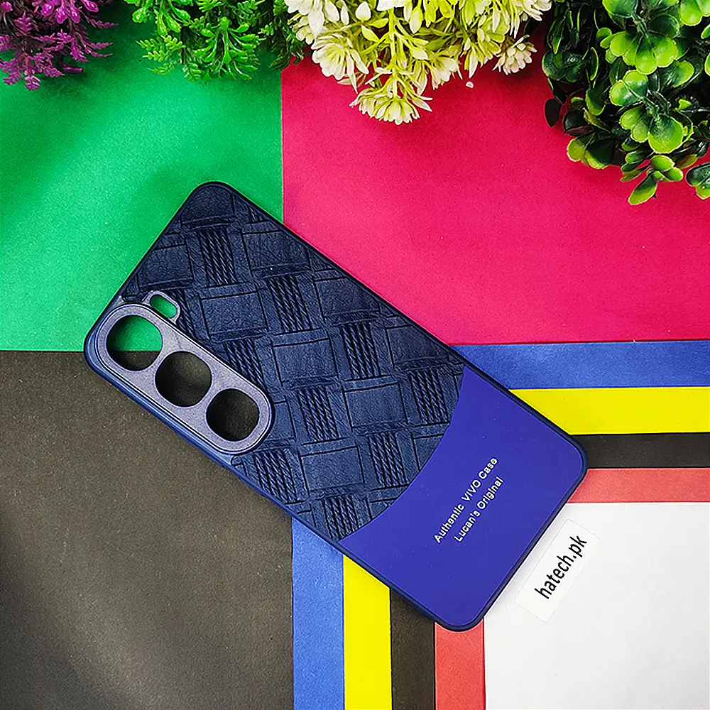[PO42BVIY200-8-17] Vivo V40 Lite| Y200 4G Authentic Lucane Leather Texture Back Case (Navy Blue)
