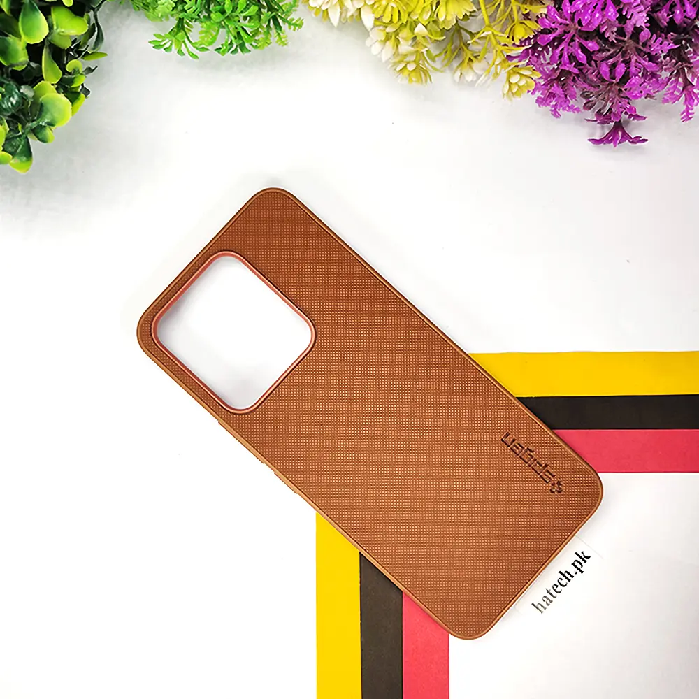 Tecno Spark 8C|Spark 9|Spark Go 2022 Spigen Hard Dotted Leather Back Case (Brown)