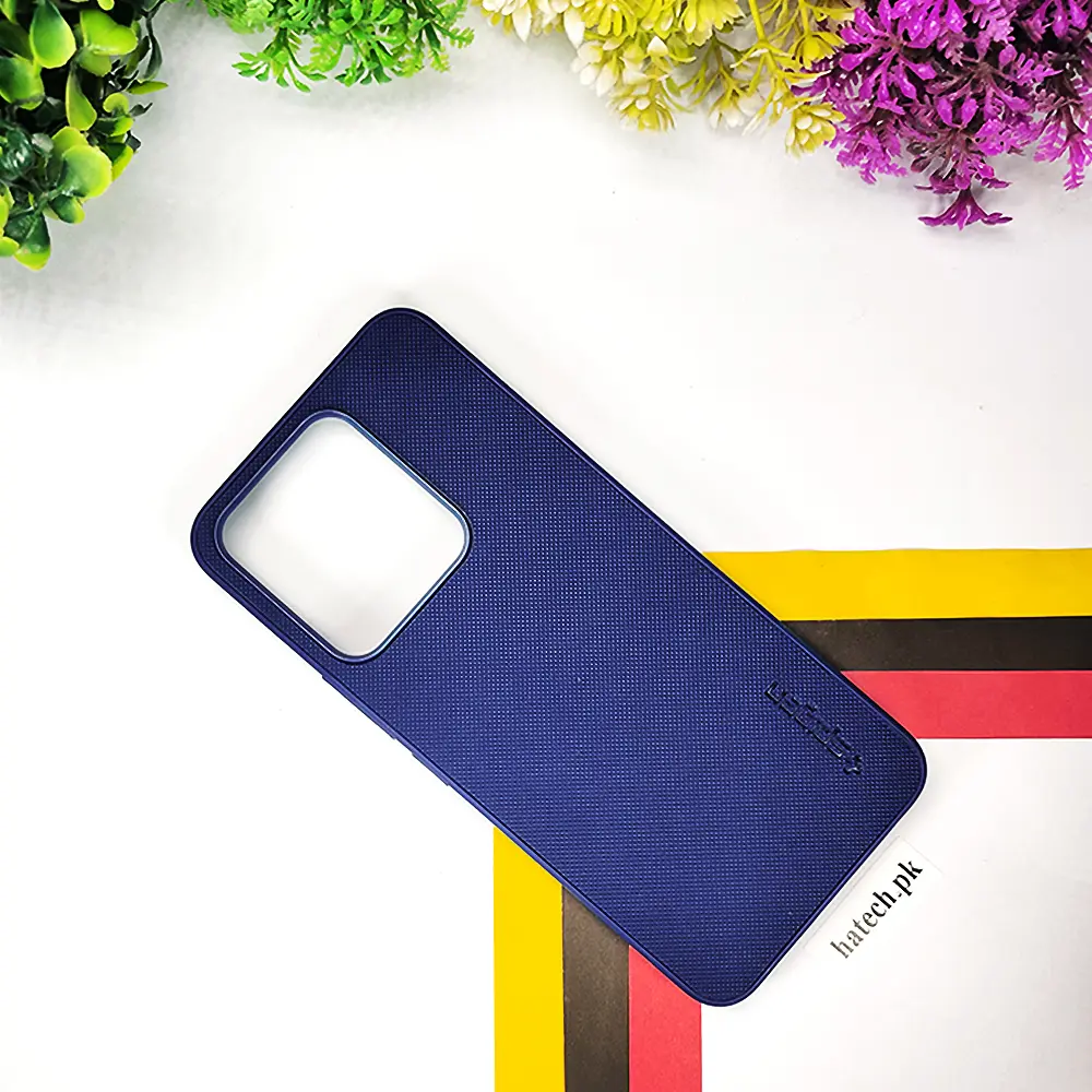 Tecno Spark 8C|Spark 9|Spark Go 2022 Spigen Hard Dotted Leather Back Case (Navy Blue)