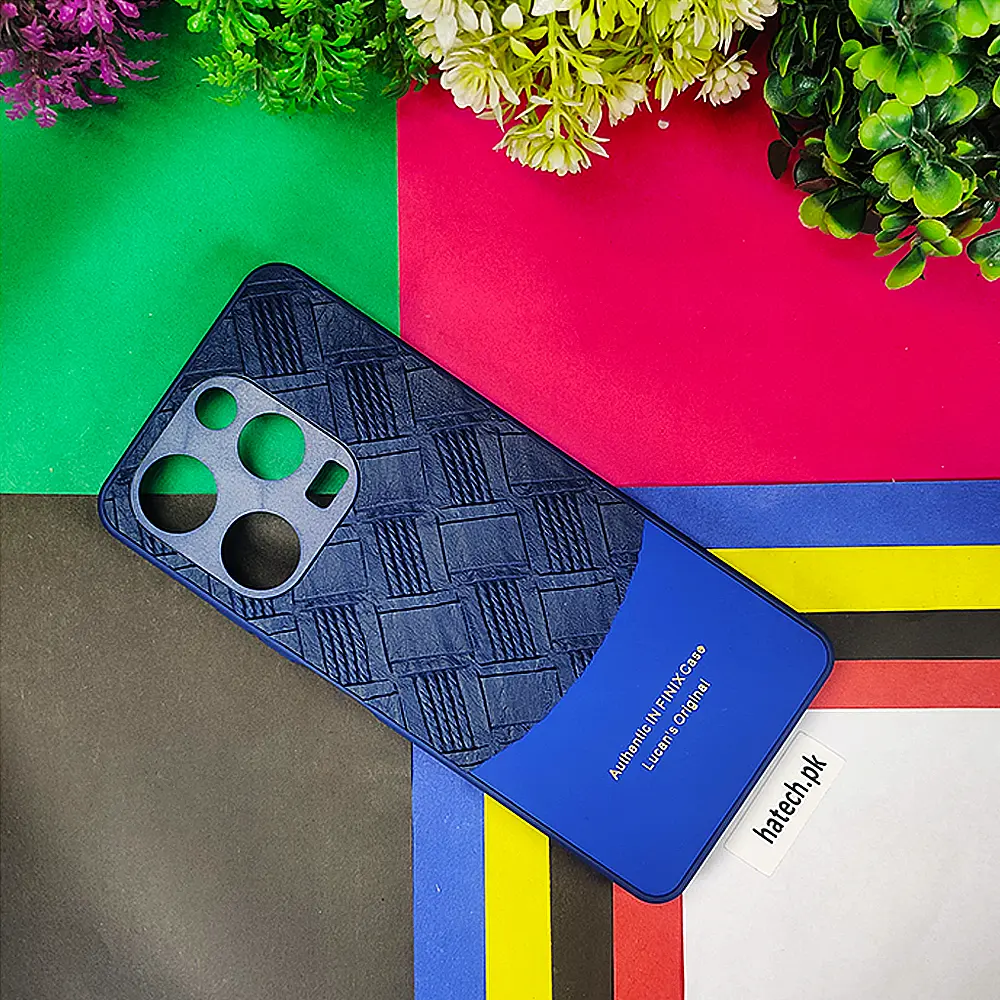 Tecno Spark 10 Pro Authentic Lucane Leather Texture Back Case (Navy Blue)