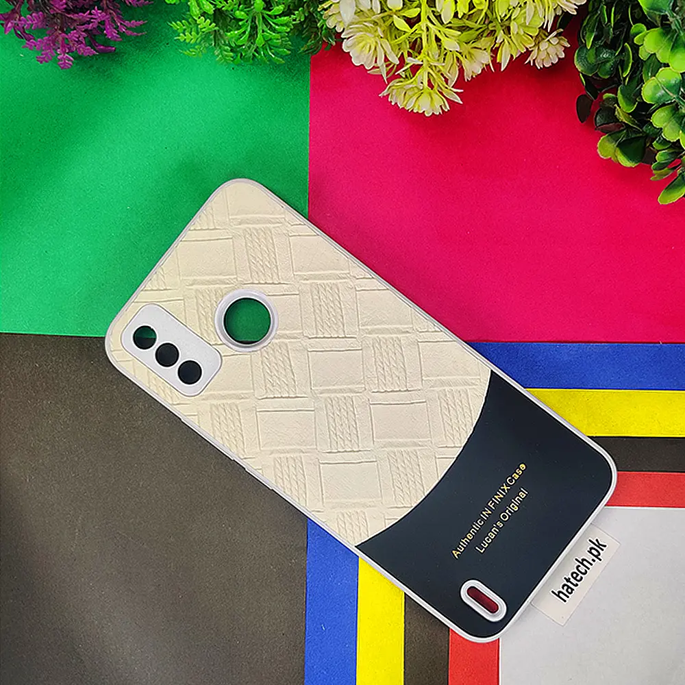 [PO42BTSPRK6GO-8-43] Tecno Spark 6 GO Authentic Lucane Leather Texture Back Case (Off White)