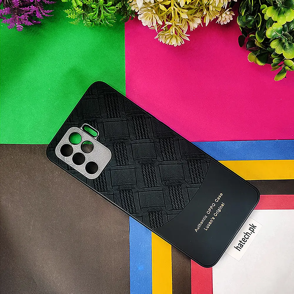 Oppo F19 Pro 4G Authentic Lucane Leather Texture Back Case (Black)