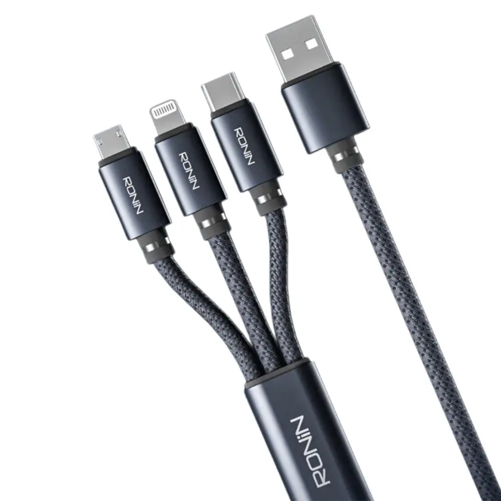 Ronin R-2015 3-in-1 Fast Charging Data Cable - Versatile Connectivity
