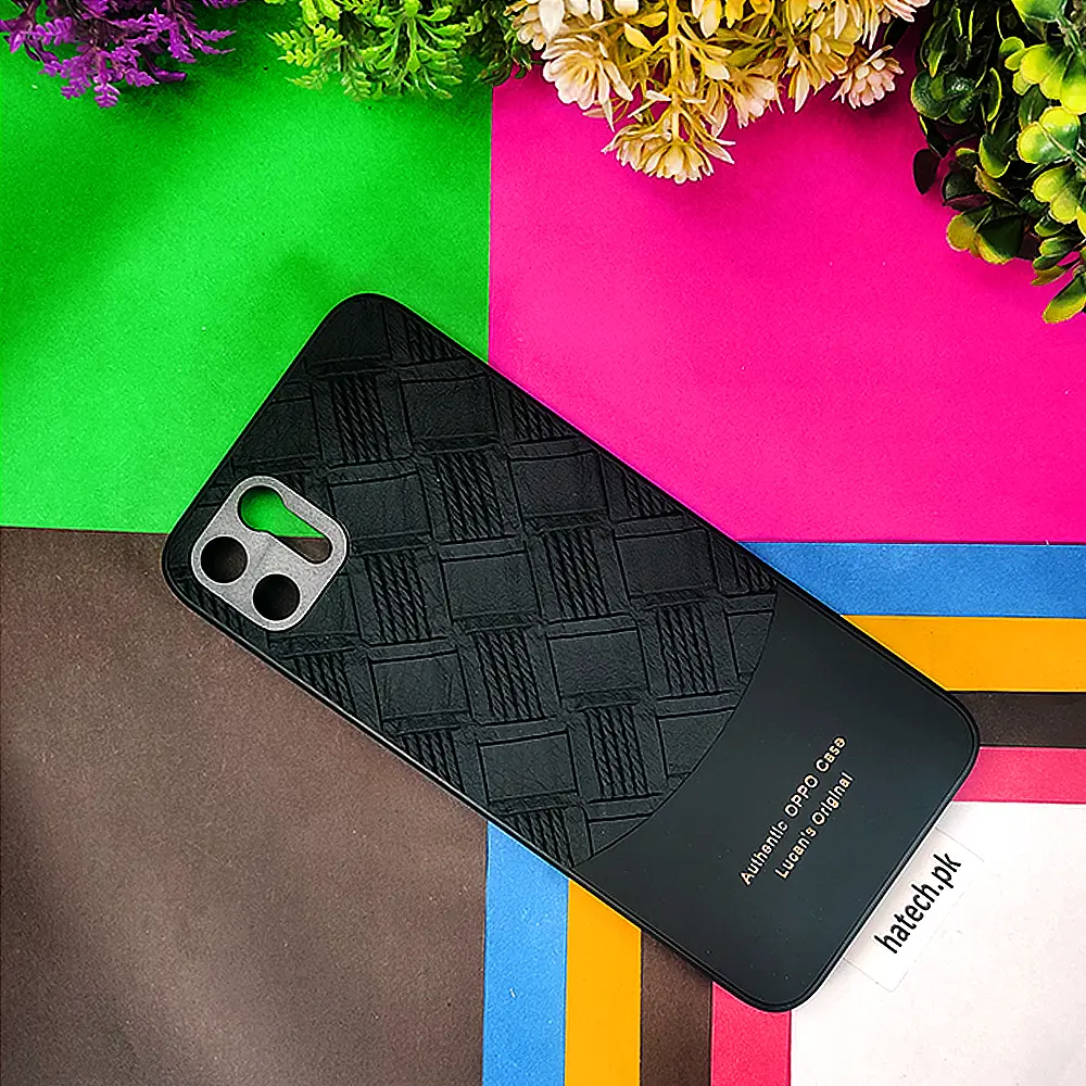 Oppo Realme C11 Authentic Lucane Leather Texture Back Case (Black)