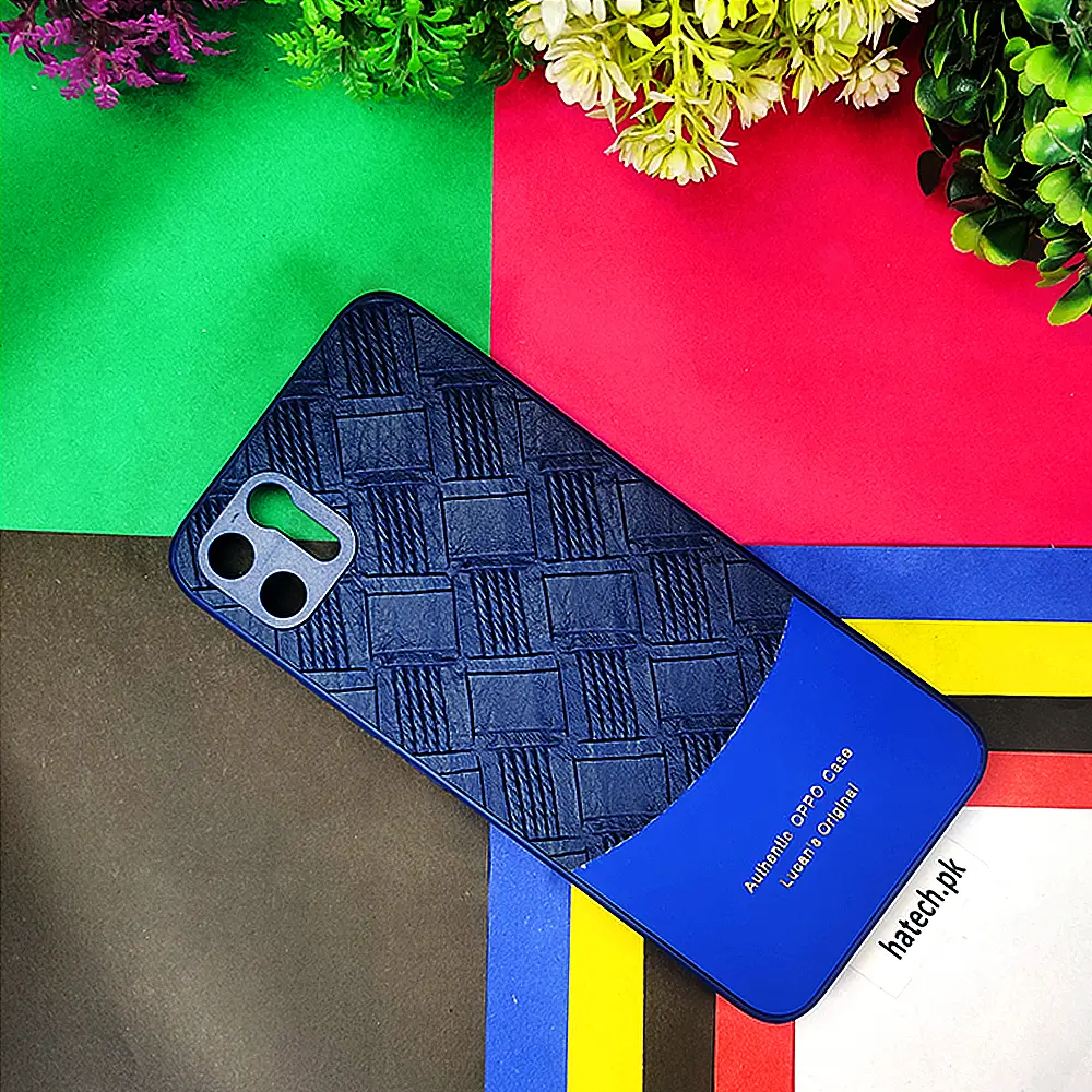 Oppo Realme C11 Authentic Lucane Leather Texture Back Case (Navy Blue)