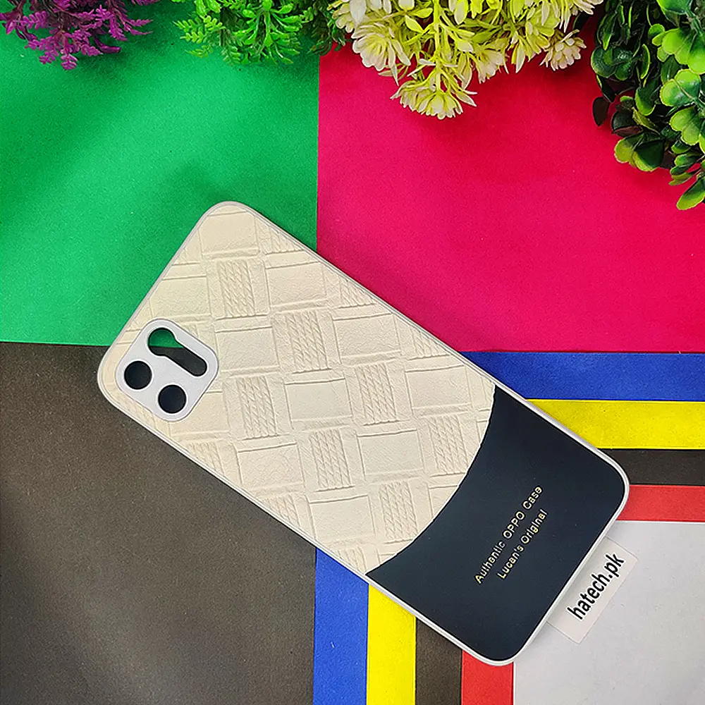 Oppo Realme C11 Authentic Lucane Leather Texture Back Case (Off White)