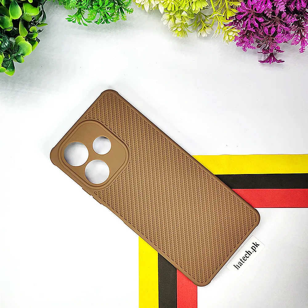 Oppo A5 Pro Carbon Texture Lining Soft Silicone Back Case (Brown)