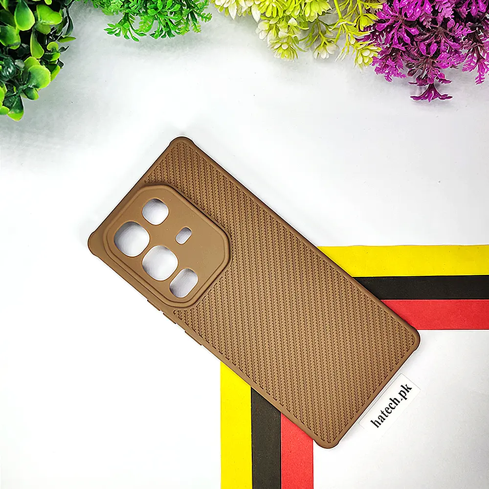 Infinix Note 50 Carbon Texture Lining Soft Silicone Back Case (Brown)