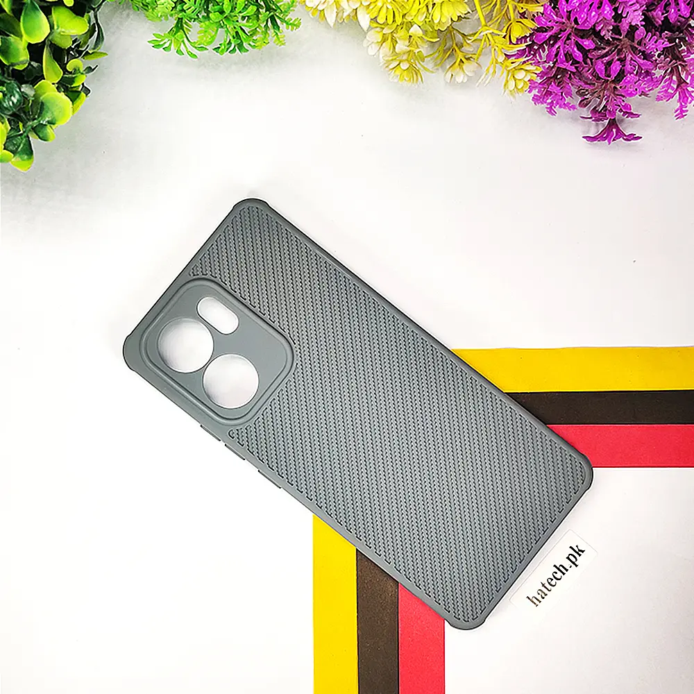 Oppo Reno 13F Carbon Texture Lining Soft Silicone Back Case (Gray)