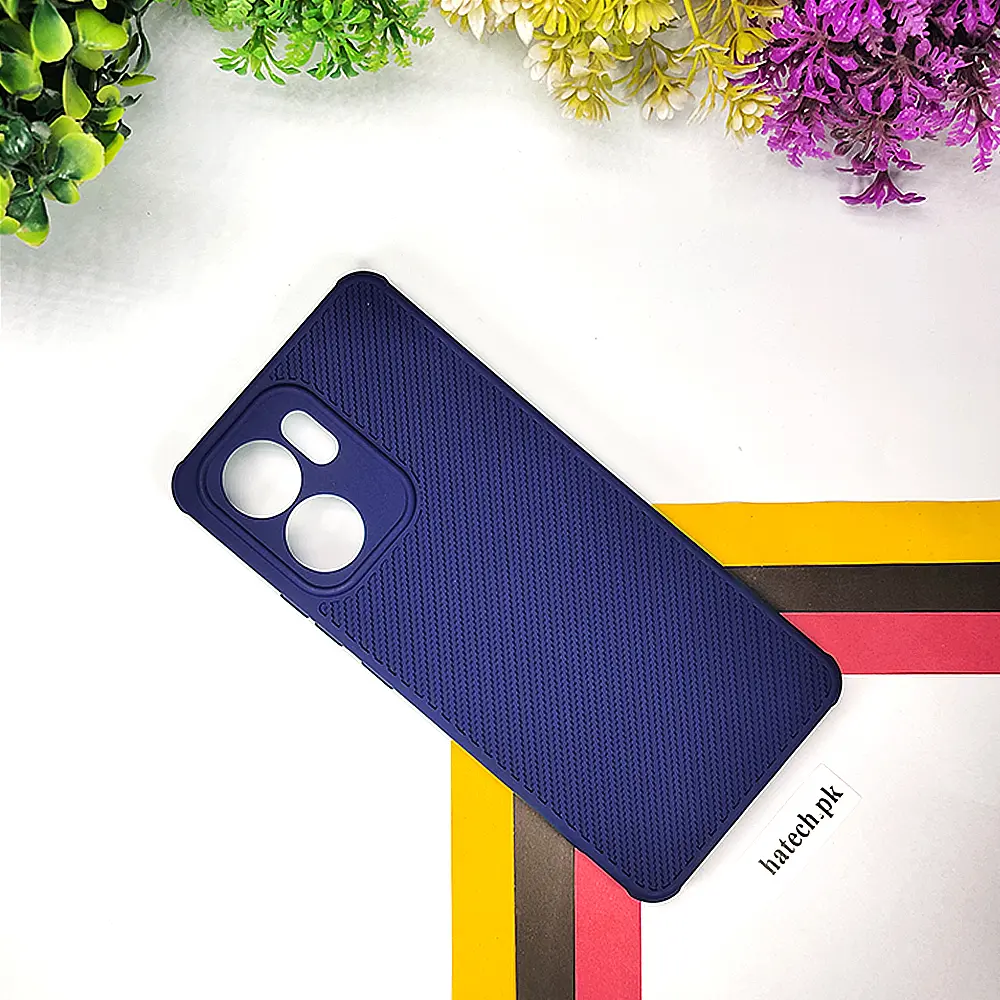 Oppo Reno 13F Carbon Texture Lining Soft Silicone Back Case (Navy Blue)