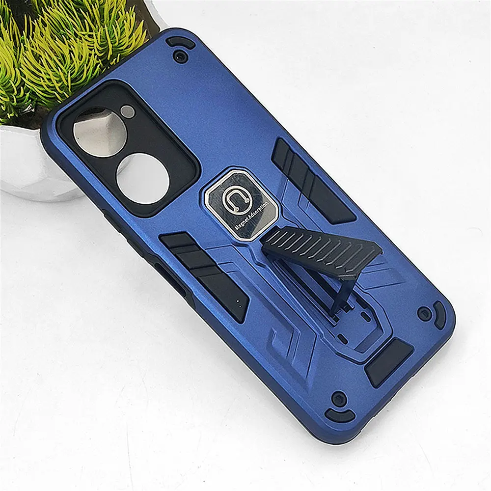 Vivo Y18|Y18e|Y03|Y03T Armour With Stand Back Case (Navy Blue)