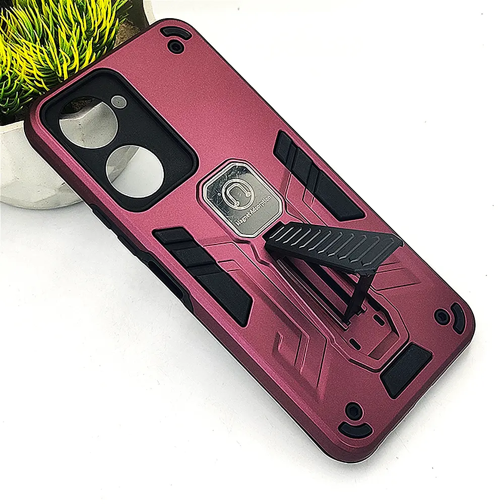 Vivo Y18|Y18e|Y03|Y03T Armour With Stand Back Case (Maroon)