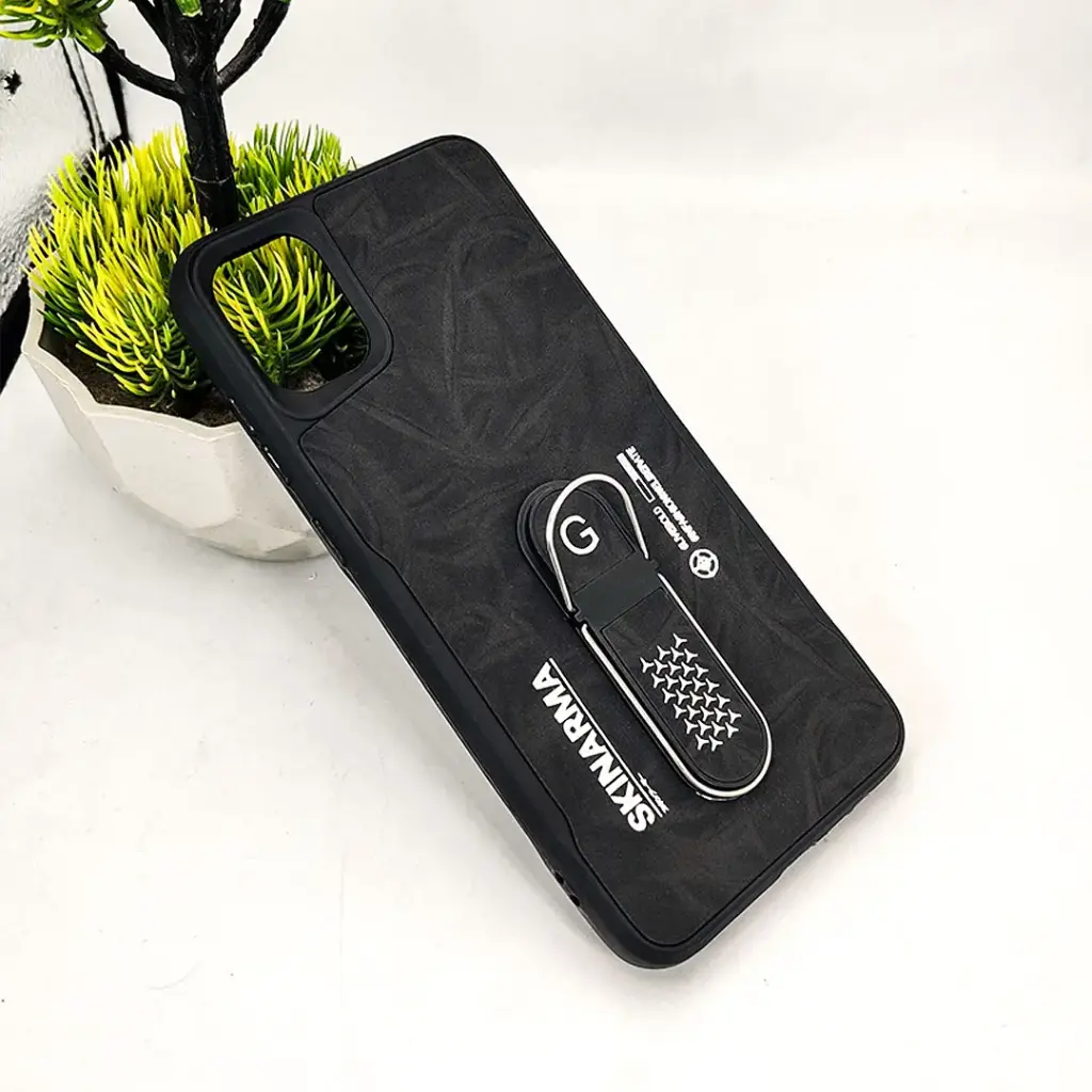 Samsung A05 SKINARMA Premium Leather Texture With Stand Back Case (Black)