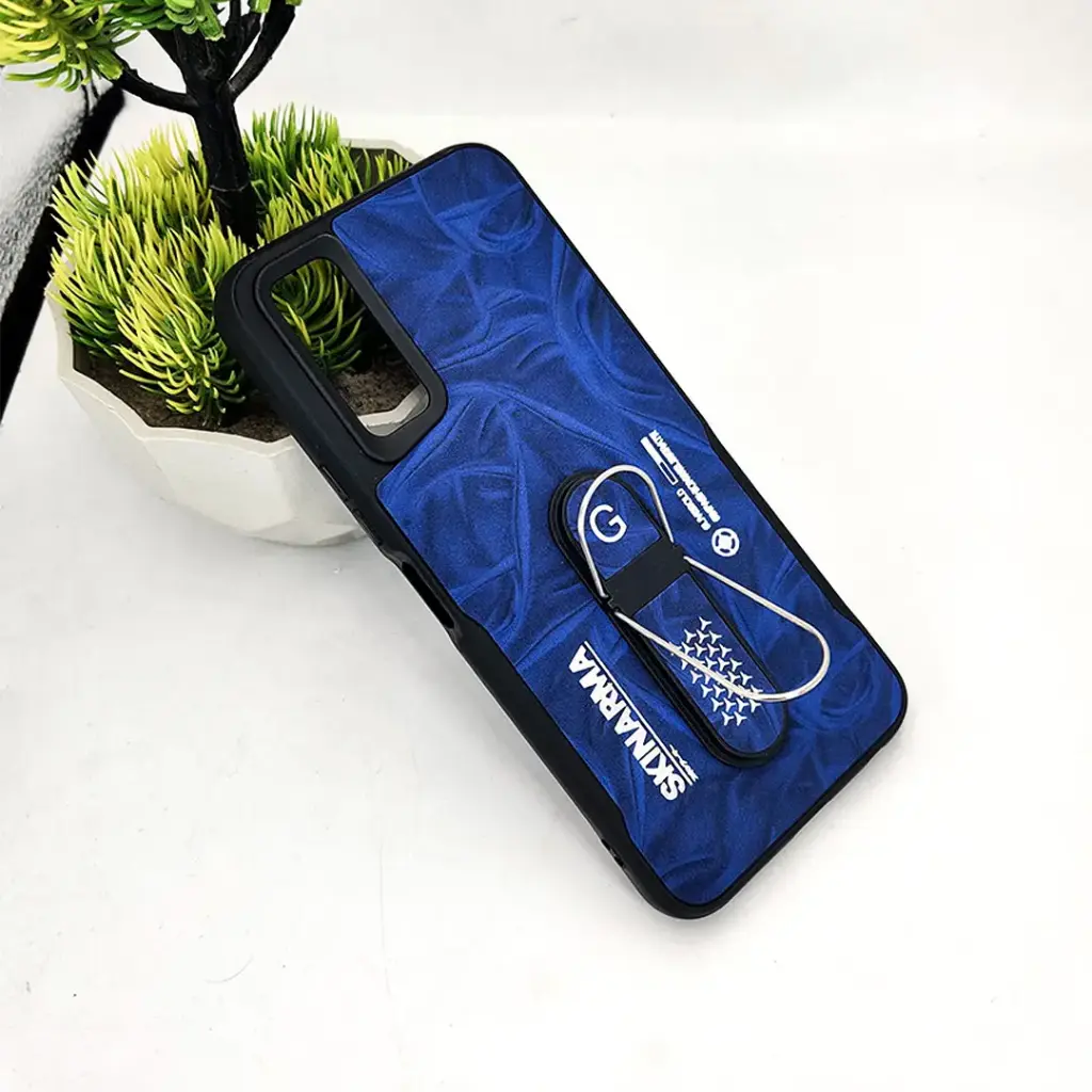 Vivo Y20/Y12A/Y20S/Y12A SKINARMA Premium Leather Texture With Stand Back Case (Blue)