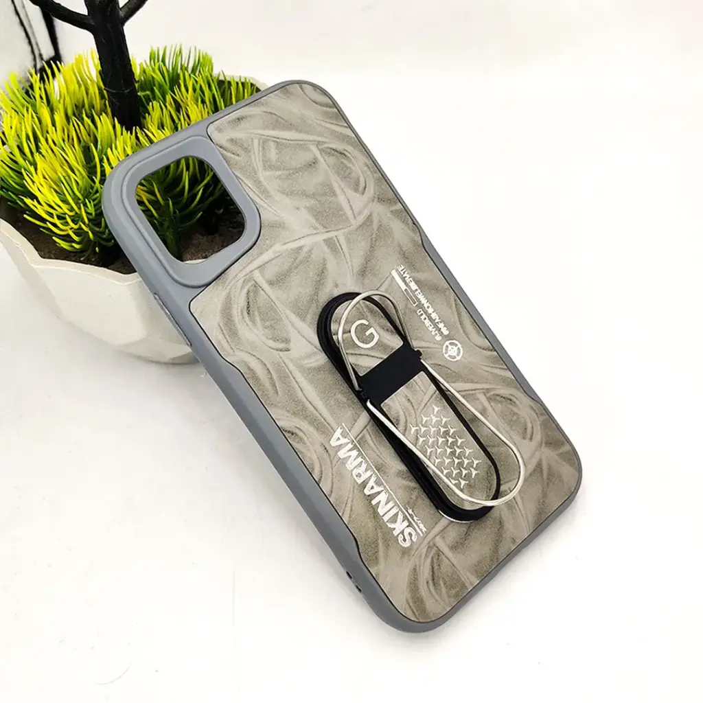 iPhone 11 SKINARMA Premium Leather Texture With Stand Back Case (Gray)