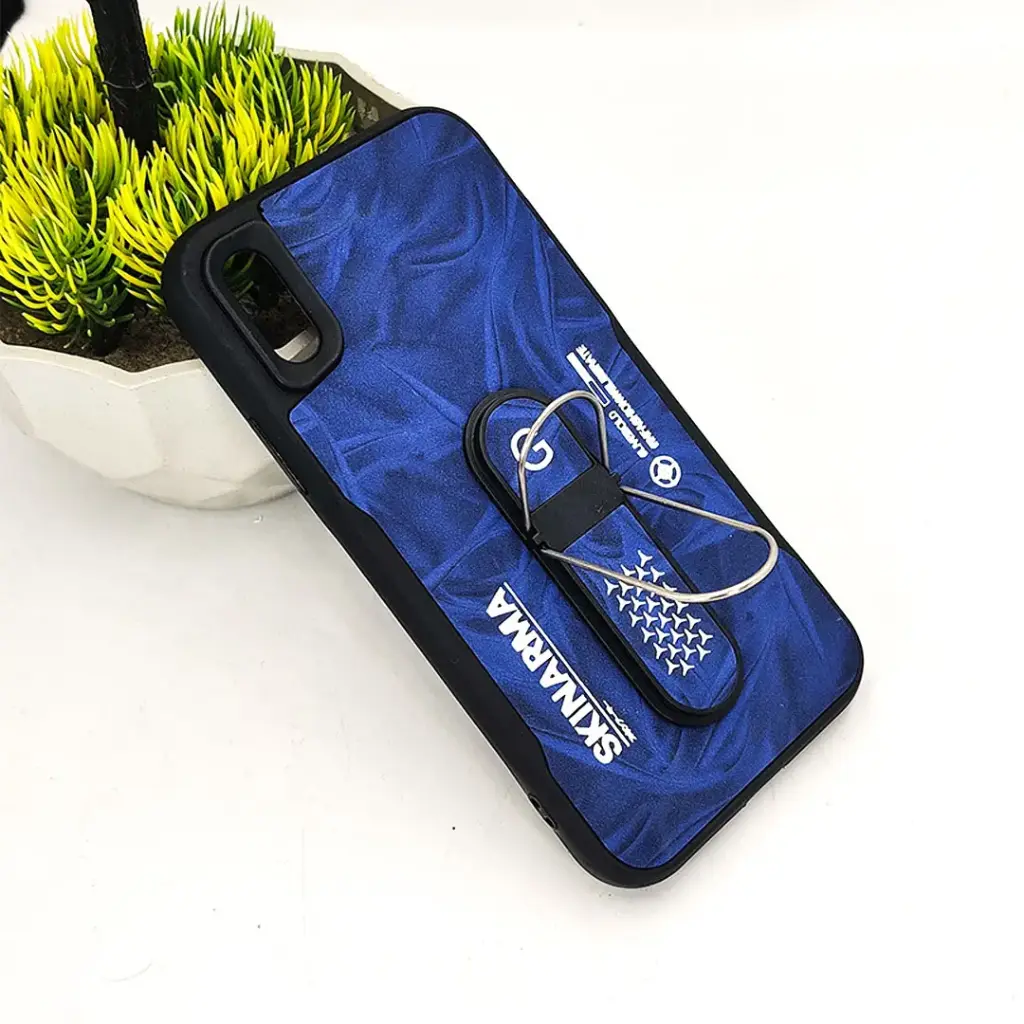 iPhone XS Max SKINARMA Premium Leather Texture With Stand Back Case (Blue)