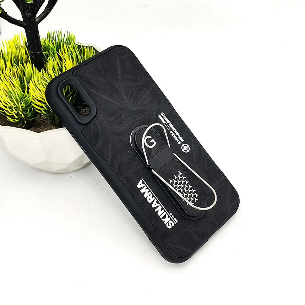 iPhone XS Max SKINARMA Premium Leather Texture With Stand Back Case (Black)