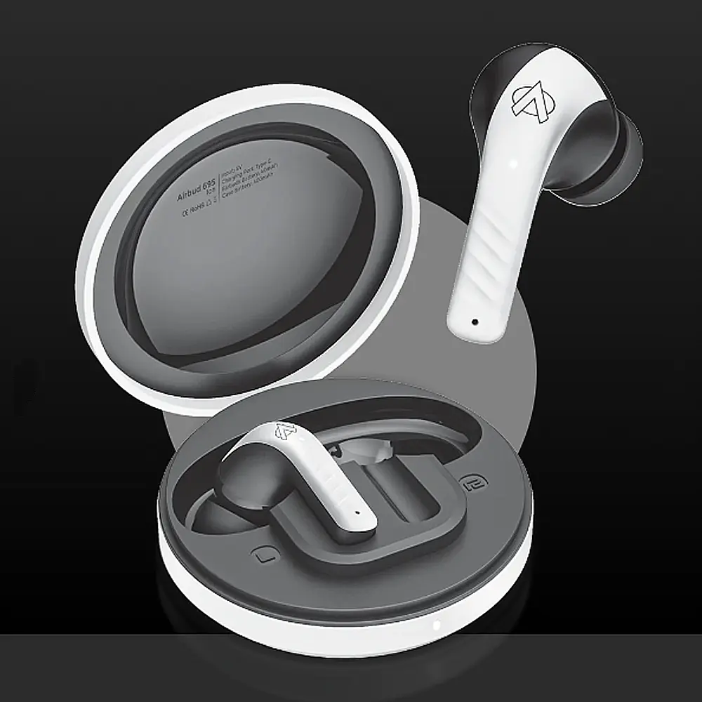 Audionic 695 Wireless Bluetooth Earbuds Quad Mic ENC (White)