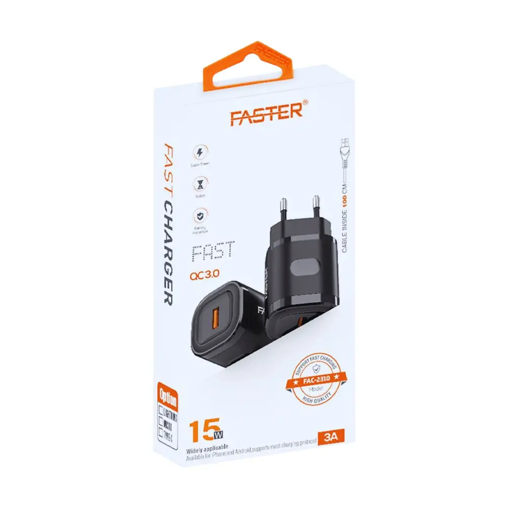 Faster FAC-2310 15w Fast Charging Adapter With Type C Cable