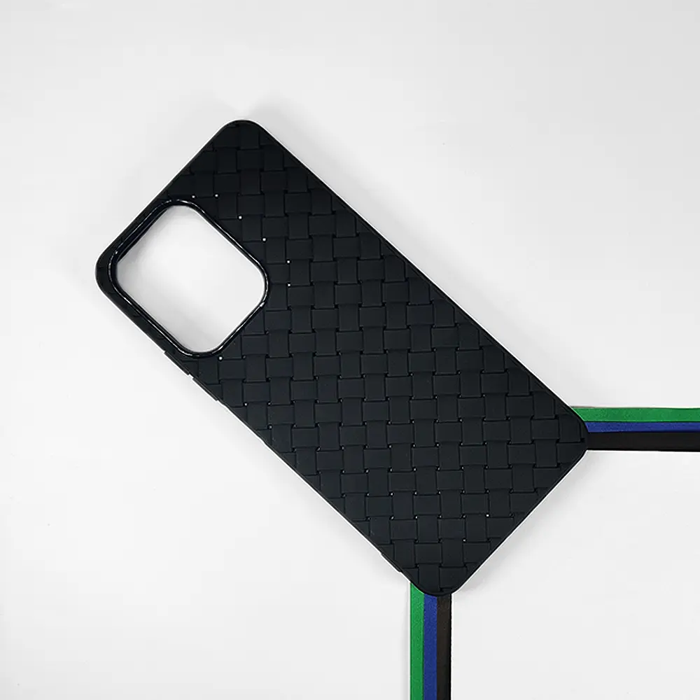 Xiaomi Redmi 13C|Poco C65 Woven With Leather Feel Soft Silicone Back Case (Black)