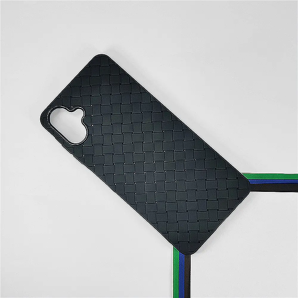 [PO14BSA06-52-2] Samsung Galaxy A06 Woven With Leather Feel Soft Silicone Back Case (Black)