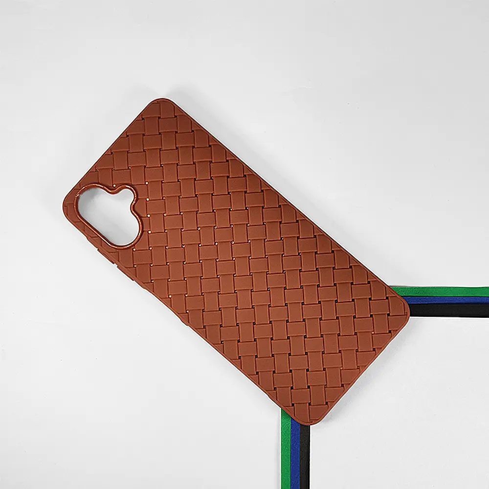 Samsung Galaxy A06 Woven With Leather Feel Soft Silicone Back Case (Brown)