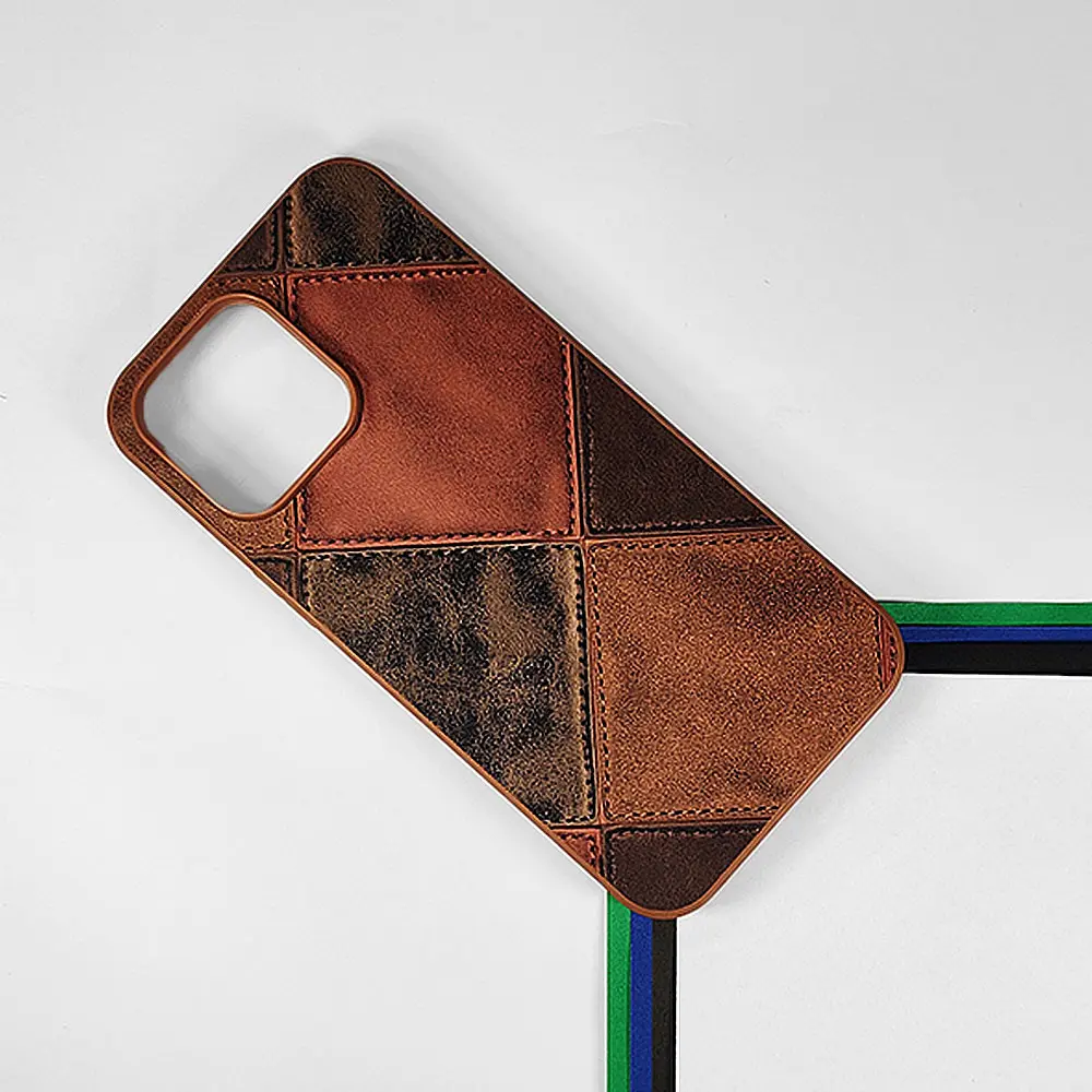 iPhone 14 Pro Max Leather Texture Premium Back Case (Brown)