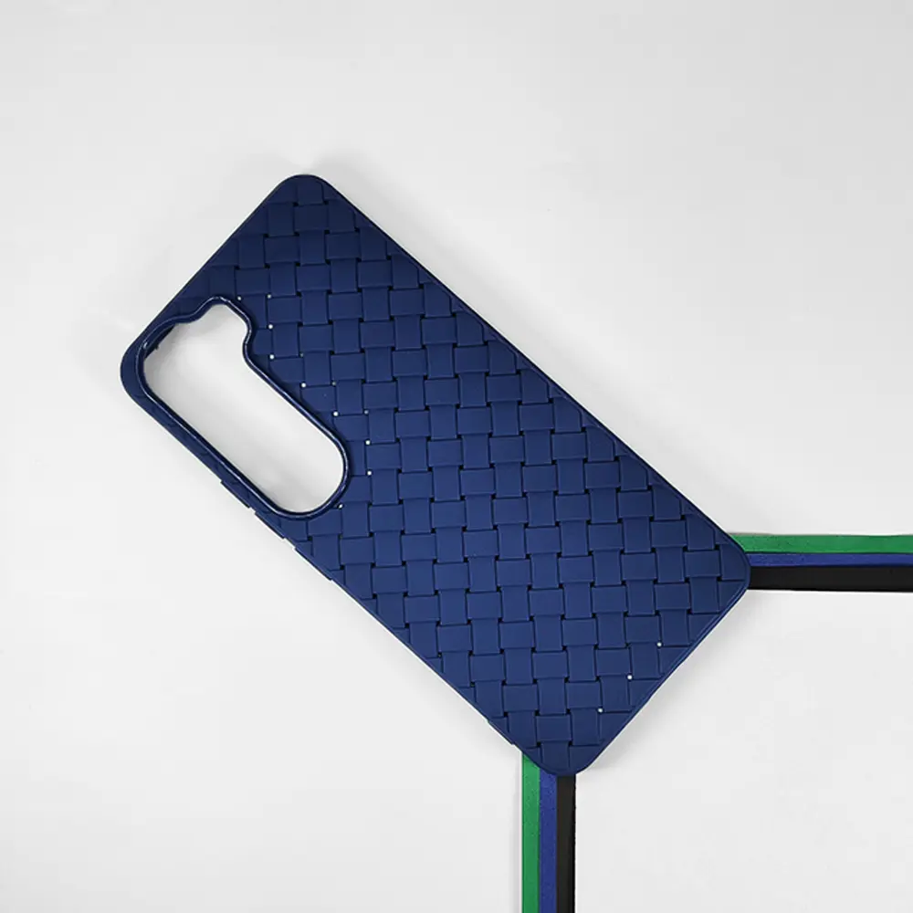Vivo Y200 4G|V40 Lite|Y300 5G Woven With Leather Feel Soft Silicone Back Case (Blue)