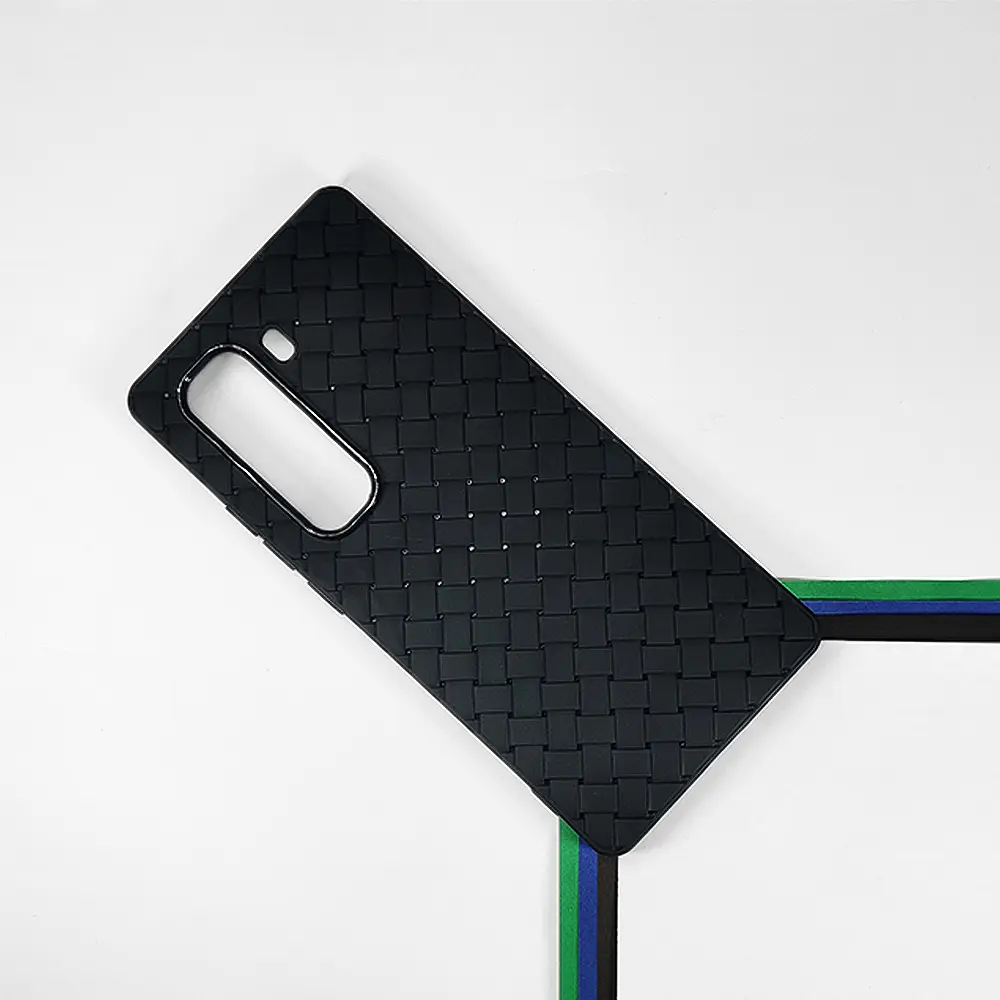 [PO14BIHOT50PRPL-52-2] Infinix Hot 50 Pro Plus 4G Woven With Leather Feel Soft Silicone Back Case (Black)