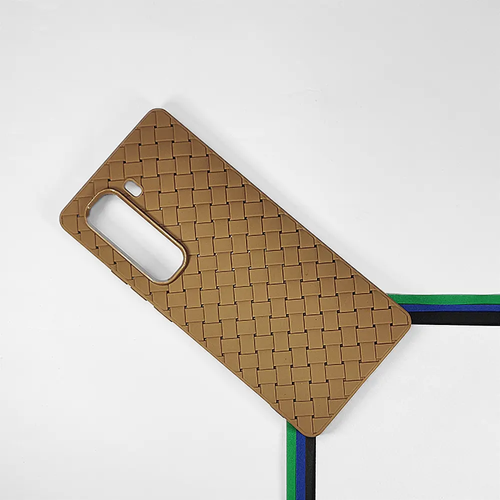 Infinix Hot 50 Pro Plus 4G Woven With Leather Feel Soft Silicone Back Case (Desert Titanium)