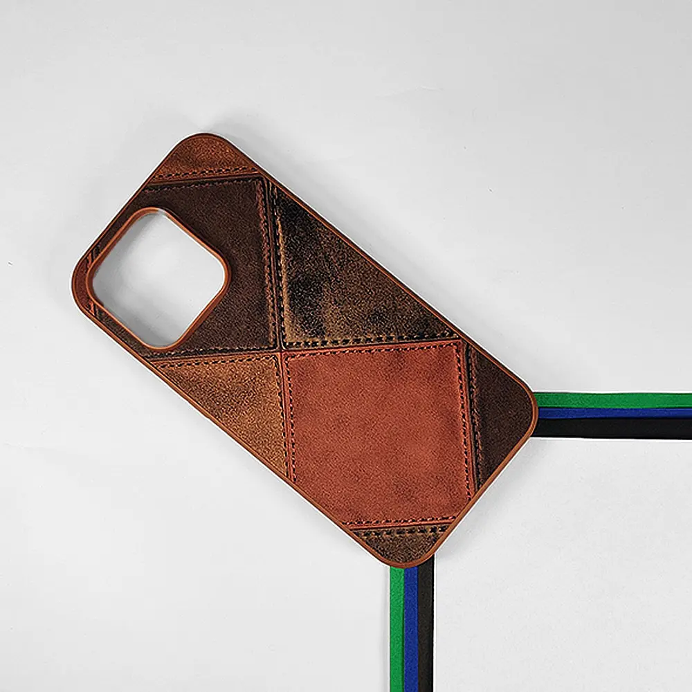 iPhone 14 Pro Leather Texture Premium Back Case (Brown)