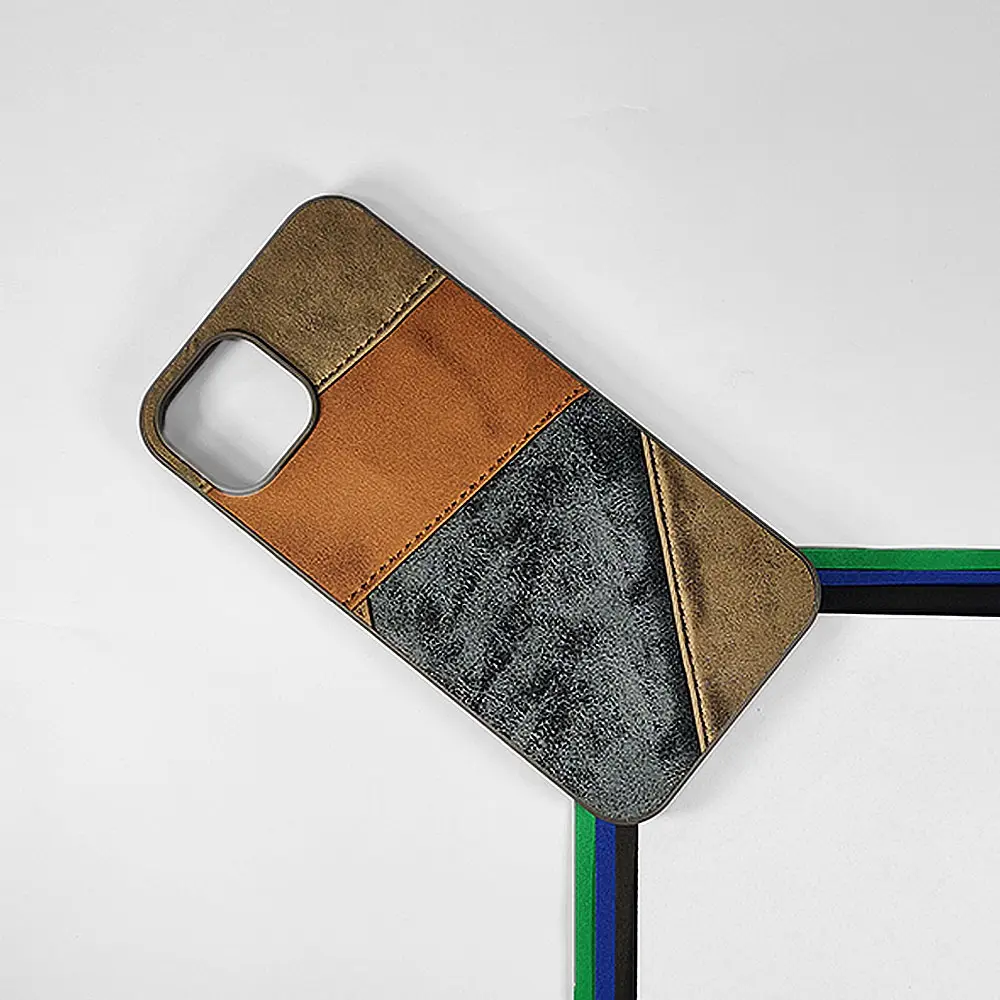 iPhone 13 Pro Max Leather Texture Premium Back Case (Gray)