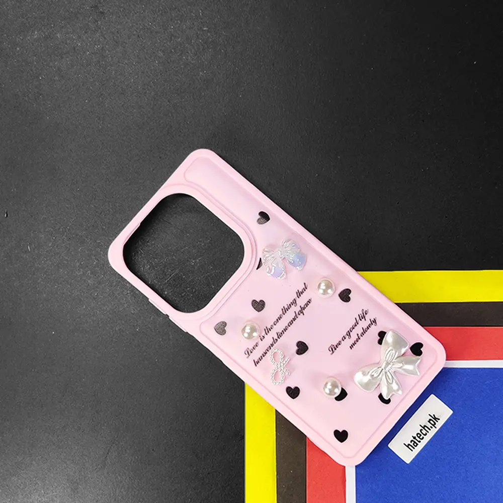 Infinix Hot 40i|Smart 8|Smart 8 Pro |Tecno Pop 8|Spark 20C|Spark 20 Bow Ladies Fancy Soft Silicone Back Case (Baby Pink)