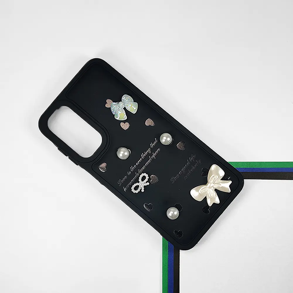 Samsung A16 5G Bow Ladies Fancy Soft Silicone Back Case (Black)
