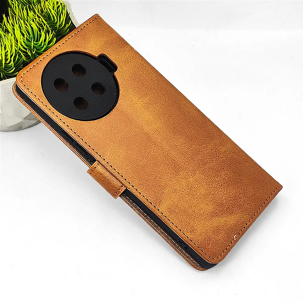 [PO42FBTSPRK20PRPL-4-5] Tecno Spark 20 Pro Plus NMT Premium Luxuary Leather Book Case (Golden)