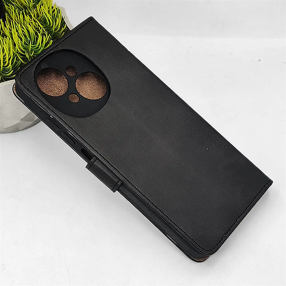 Tecno POP 9|Spark GO 1 NMT Premium Luxuary Leather Book Case (Black)