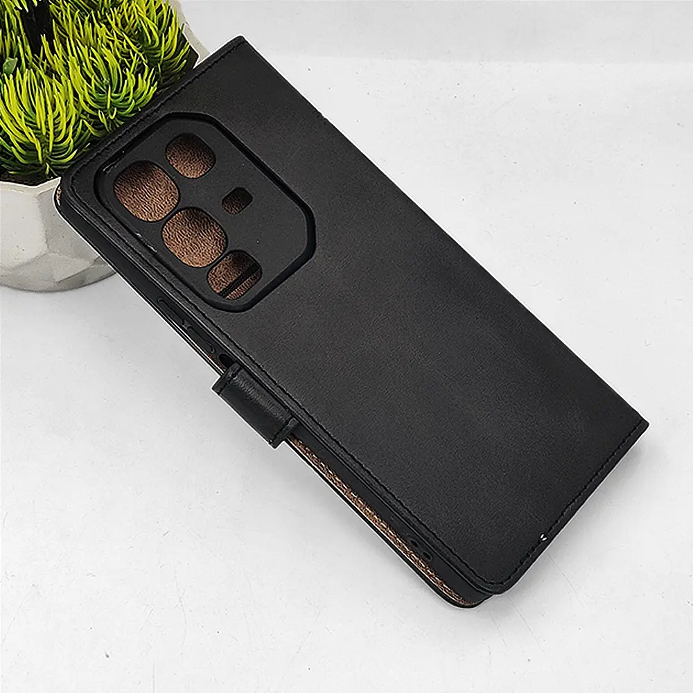 [PO42FBINOT50PR-4-2] Infinix Note 50 Pro NMT Premium Luxuary Leather Book Case (Black)