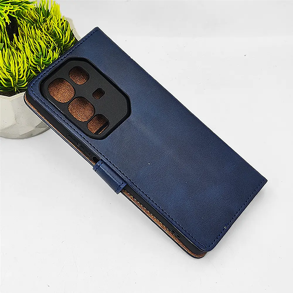 [PO42FBINOT50PR-4-17] Infinix Note 50 Pro NMT Premium Luxuary Leather Book Case (Navy Blue)