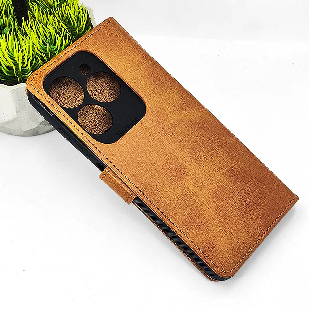 Infinix Hot 40i|Smart 8|Smart 8 Pro |Tecno Pop 8|Spark 20C|Spark 20 NMT Premium Luxuary Leather Book Case (Golden)