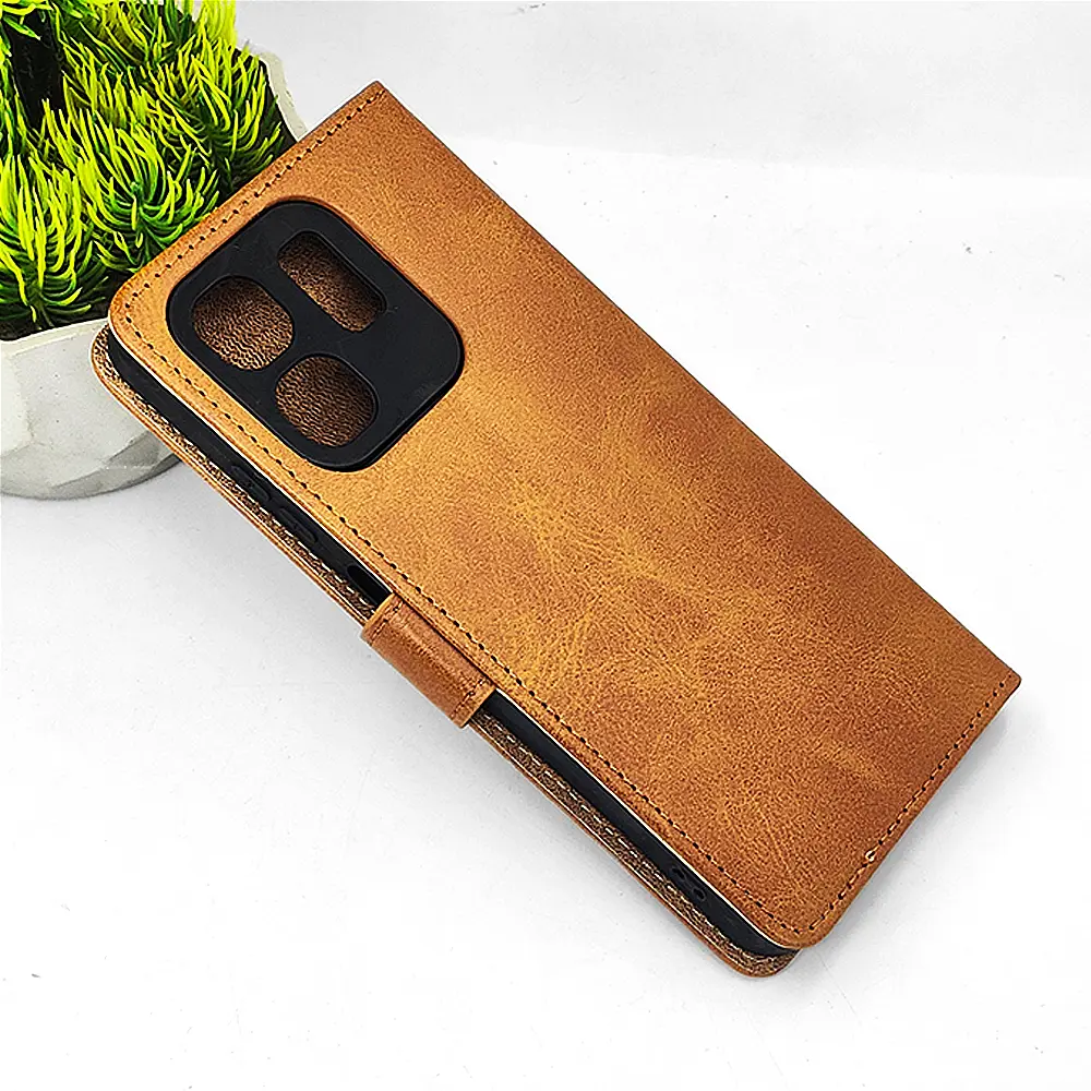 [PO42FBIHOT50i-4-5] Infinix HOT 50i|Smart 9|Smart 9 HD NMT Premium Luxuary Leather Book Case (Golden)